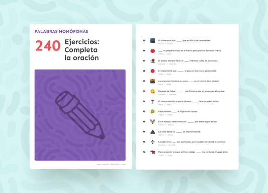 Palabras Homófonas: 240 Ejercicios completa la oración